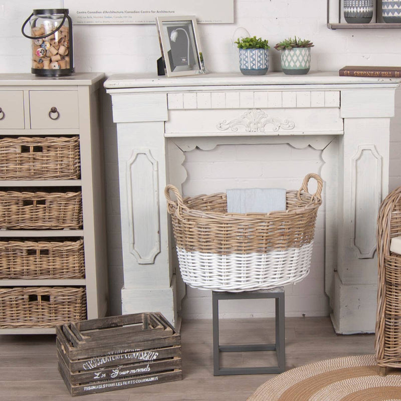 Oval Two Tone Rattan Basket | Putti Fine Furnishings 