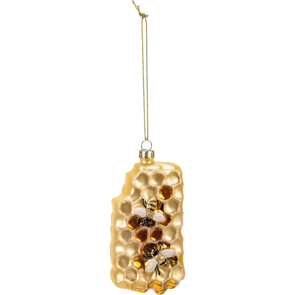 Honeycomb with Bee Glass Ornament  | Putti Christmas Celebrations 