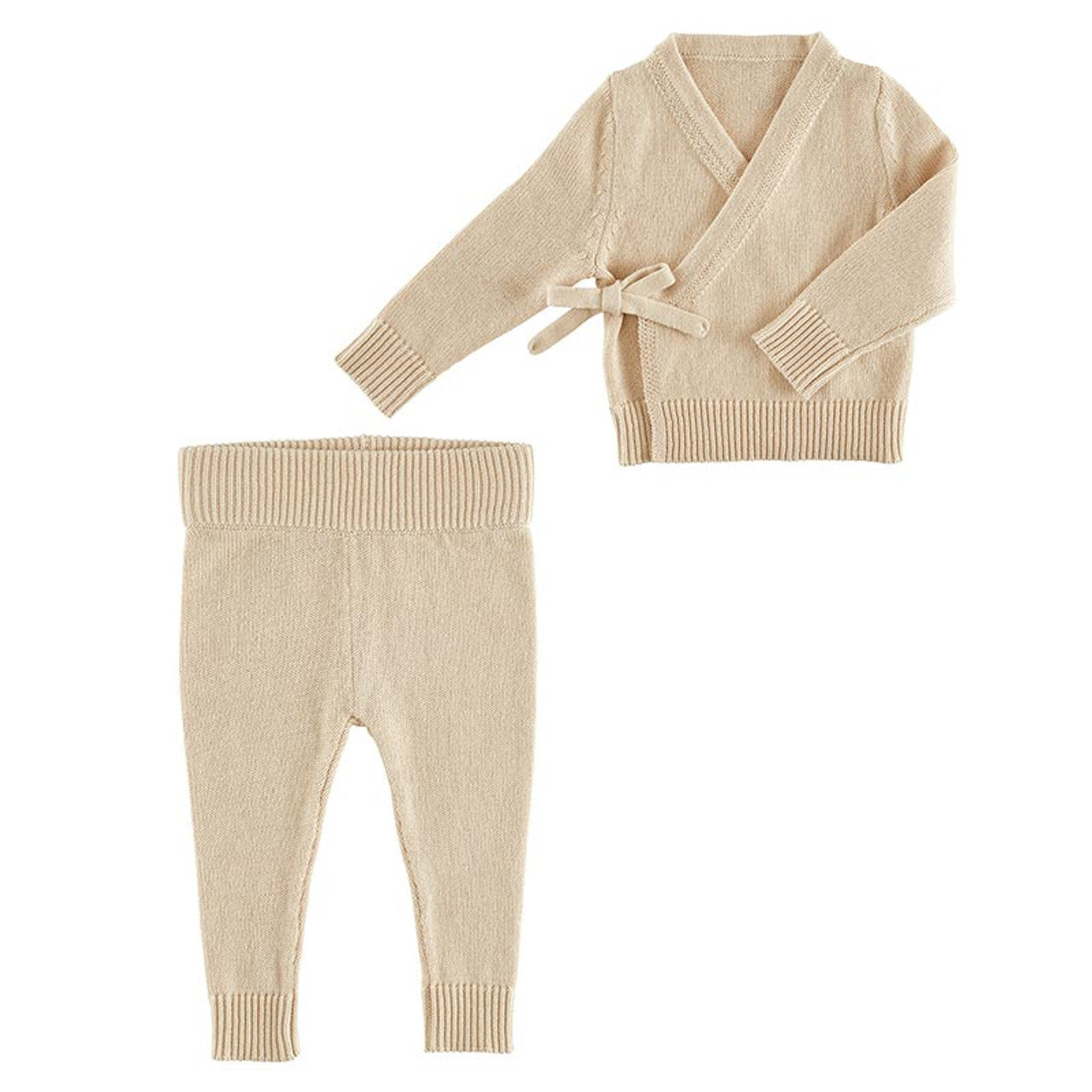 Two-Piece Knit Wrap Set Oat Le Petite Putti Putti Fine