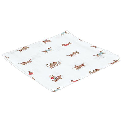 Swaddle Blanket - Plush Dog Rattle | Le Petite Putti