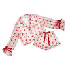 Pink with Red Hearts Cropped PJ Set with Velvet Ties  | Putti Fine Fashions