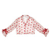 Pink with Red Hearts Cropped PJ Set with Velvet Ties  | Putti Fine Fashions