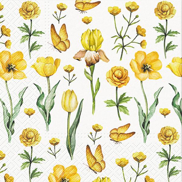 Yellow Flowers Paper Napkins - Lunch