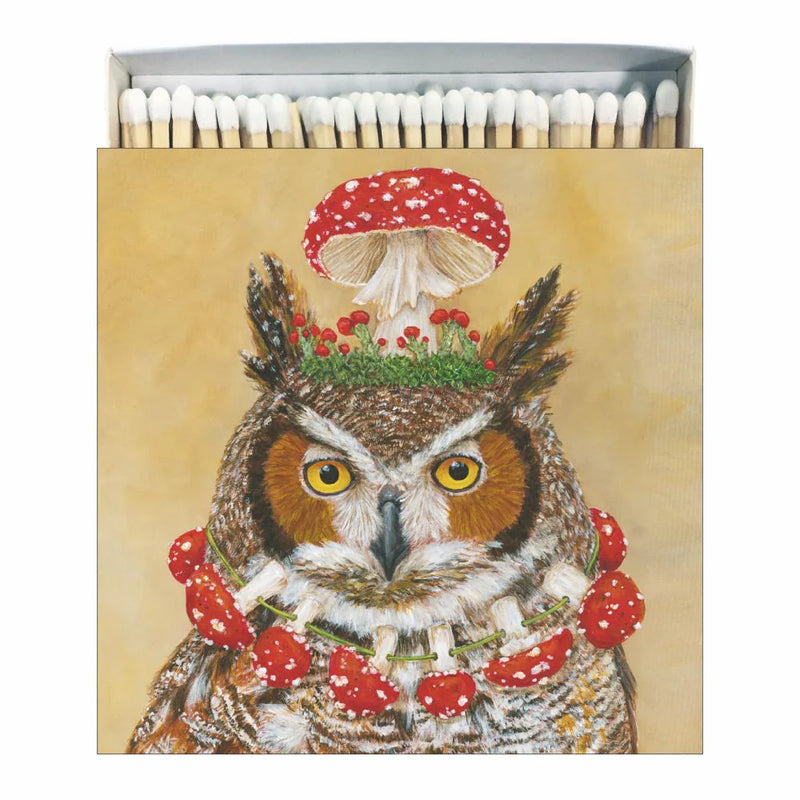 "Pagent Queen" Owls Decoative Square Match Box | Putti Fine Furnishhings 