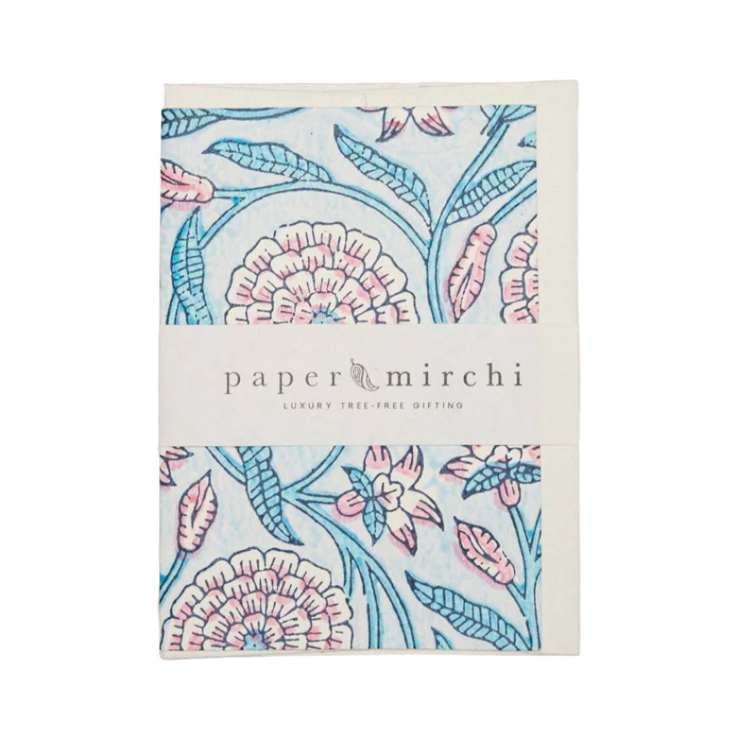 Paper Mirchi - Hand Block Printed Greeting Card - Rajmala Sky | Putti