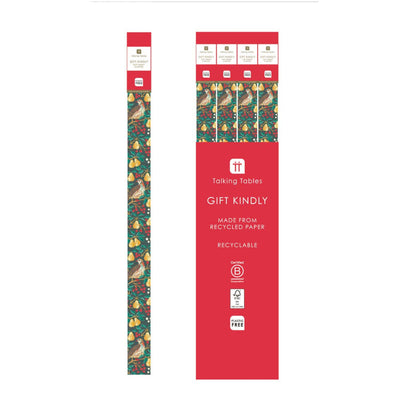 Partridge & Pear Recycled Christmas Wrapping Paper | Putti Christmas Celebrations