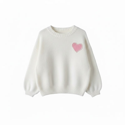 Pearl Heart Sweater - White | Putti Fine Fashions