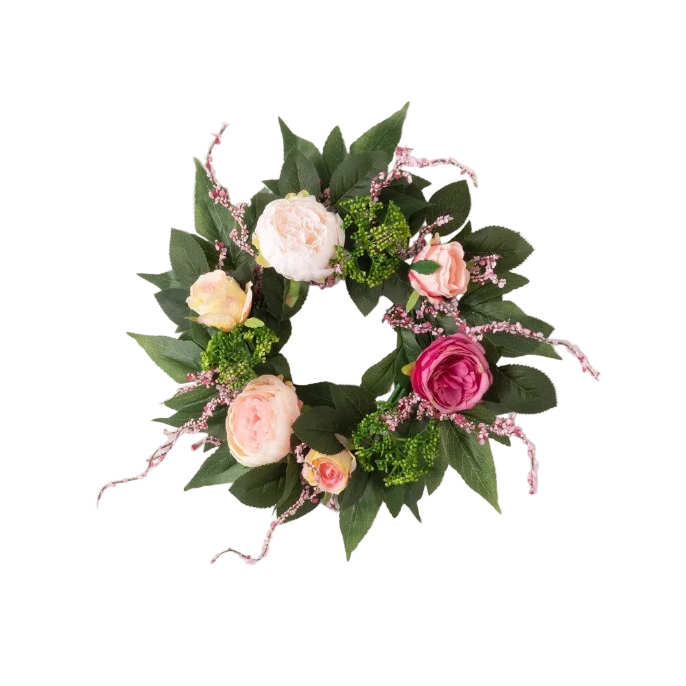 Peony and Roses Small Floral Wreath Ring