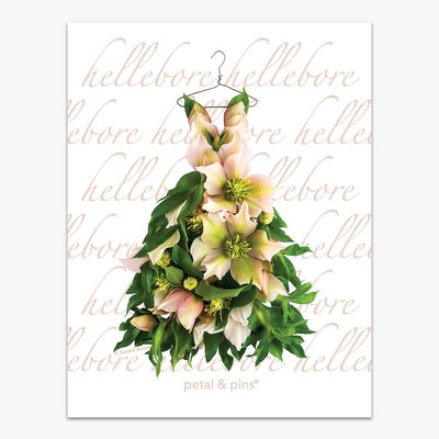 Petal & Pins Linen Tea Towel Hellebore Romance Design | Putti Fine Furnishings