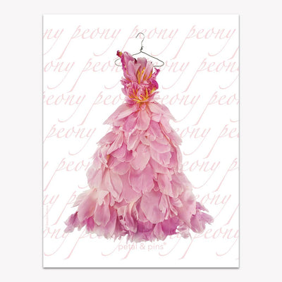 Petal & Pins Linen Tea Towel Pink Peony Design | Putti Fine Furnishings