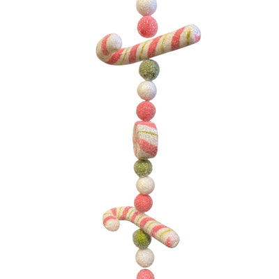 Glittered Pink Peppermint Candy Cane Garland