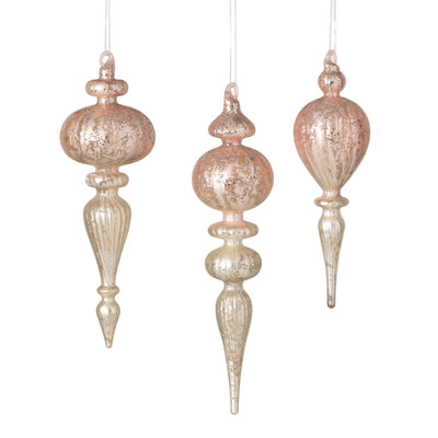 Pink Mercury Glass Finial Ornament  | Putti Christmas Decorations