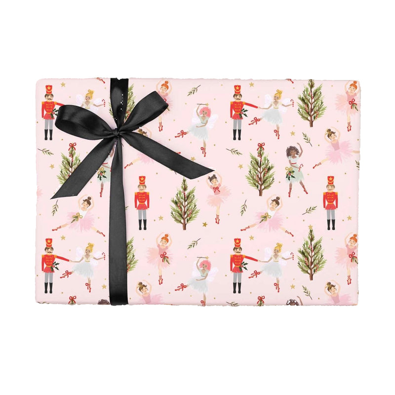 Pink Nutcracker Christmas Wrapping Paper Sheet - Small