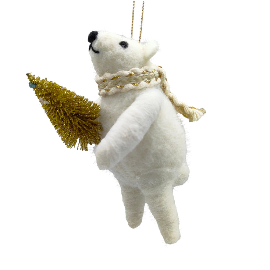 "Polar Paul" Bear Felt Mouse Ornament | Putti Christmas Decorations 