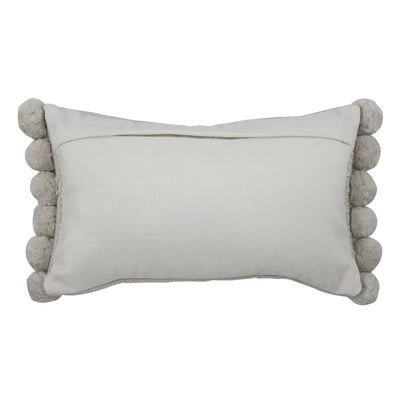 Natural Woven Pom Pom Indoor/Outdoor Pillow