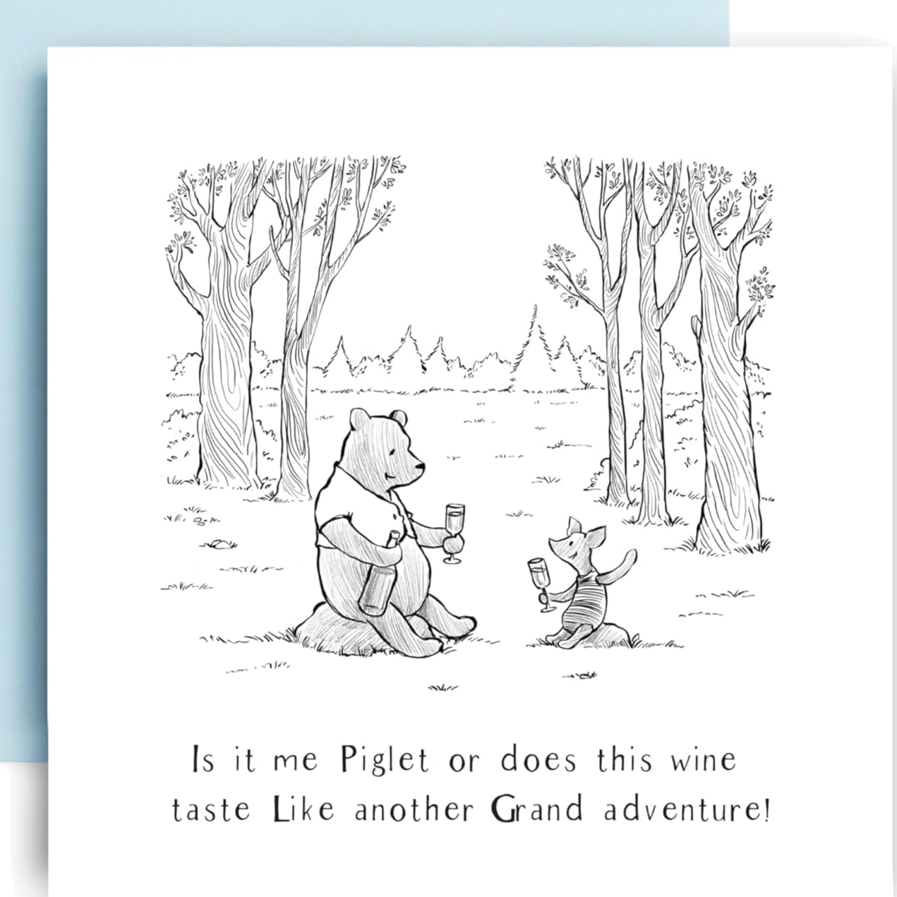 Pooh Piglet Wine Adventure Greeting Card | Putti Celebrations 