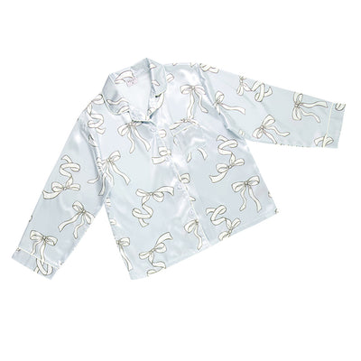 Blue Bow Satin Pajamas