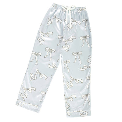 Blue Bow Satin Pajamas