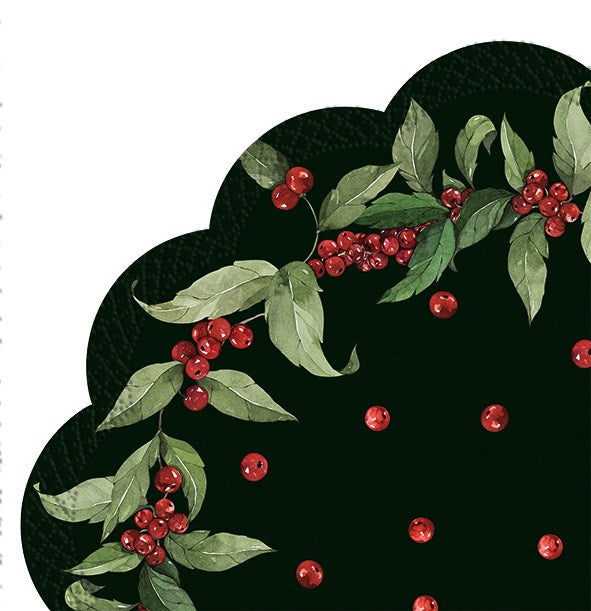 "Leander" Dark Green Round Paper Napkin - Lunch | Putti Christmas Party Supplies