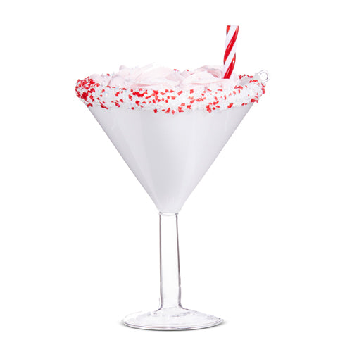 Pink Peppermint Martini Glass Ornament