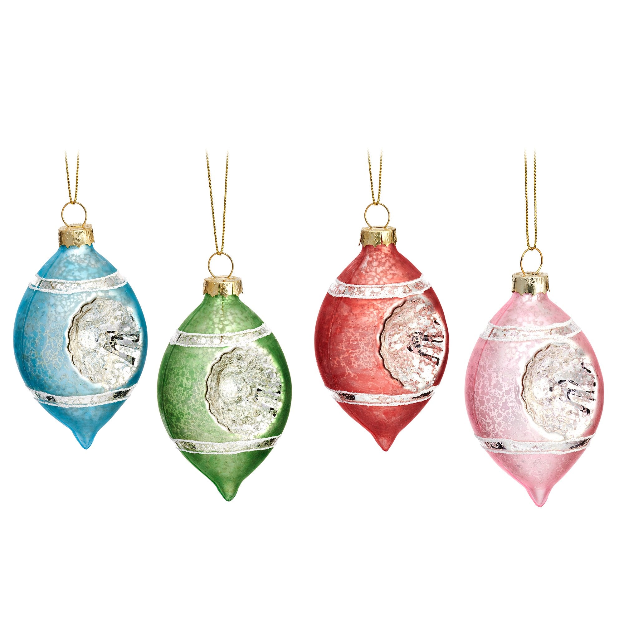 Vintage Indented Pastel Bauble - Set of 4  | Putti Christmas Canada