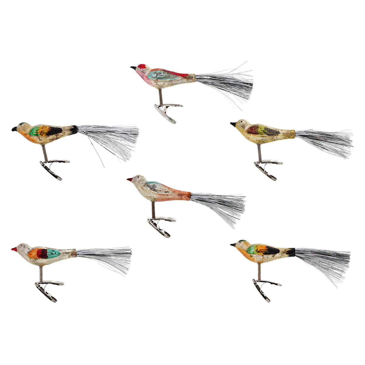 Vintage Style Glass Clip Birds