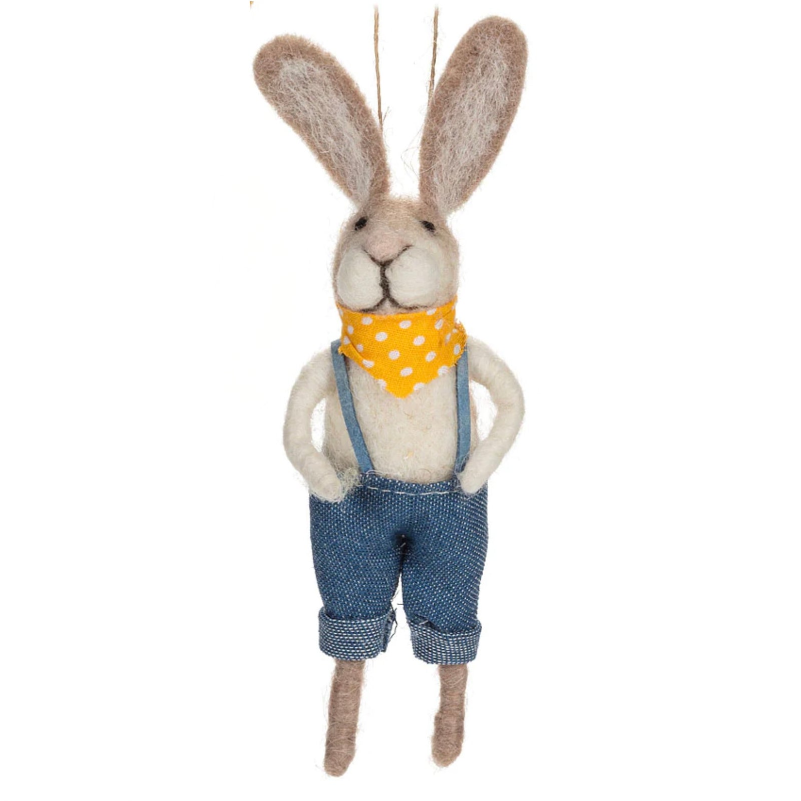 Rabbits in Overalls Felt Ornaments | Putti Fine Furnishings