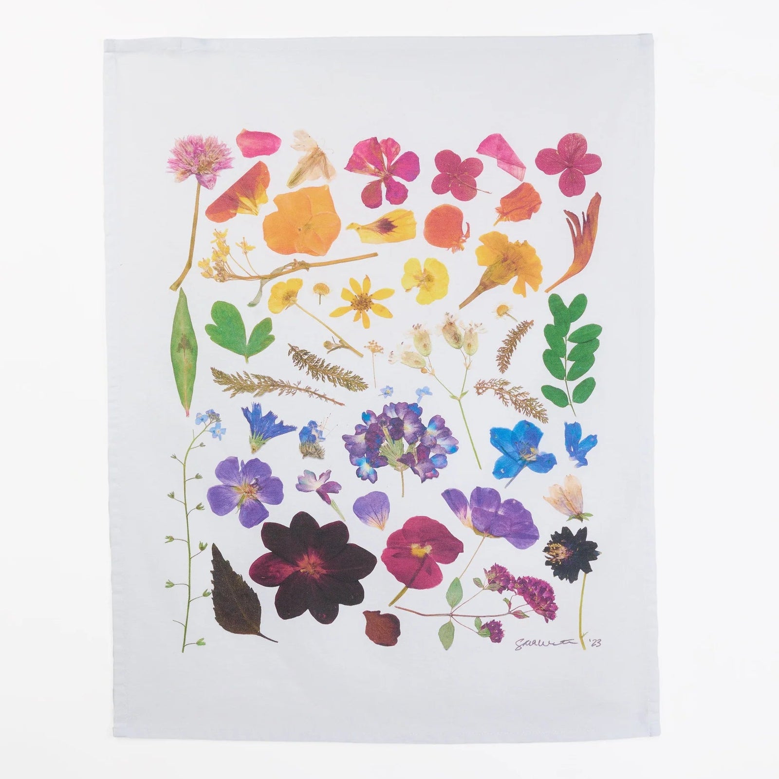 Pressed Flower Tea Towel - The Rainbow