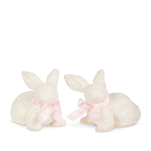 Raz White Glitter Bunnies - Small | Putti Fine Furnishings 