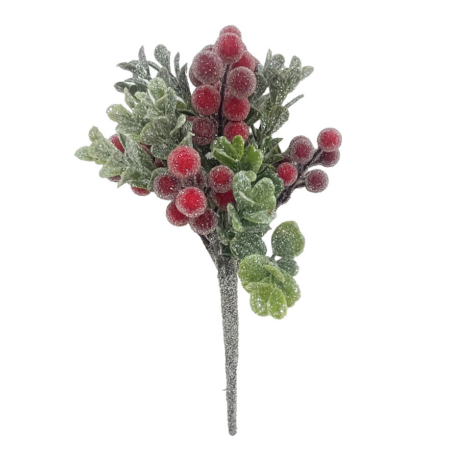 Red Berry with Eucalyptus Pick | Putti Christmas Decorations 