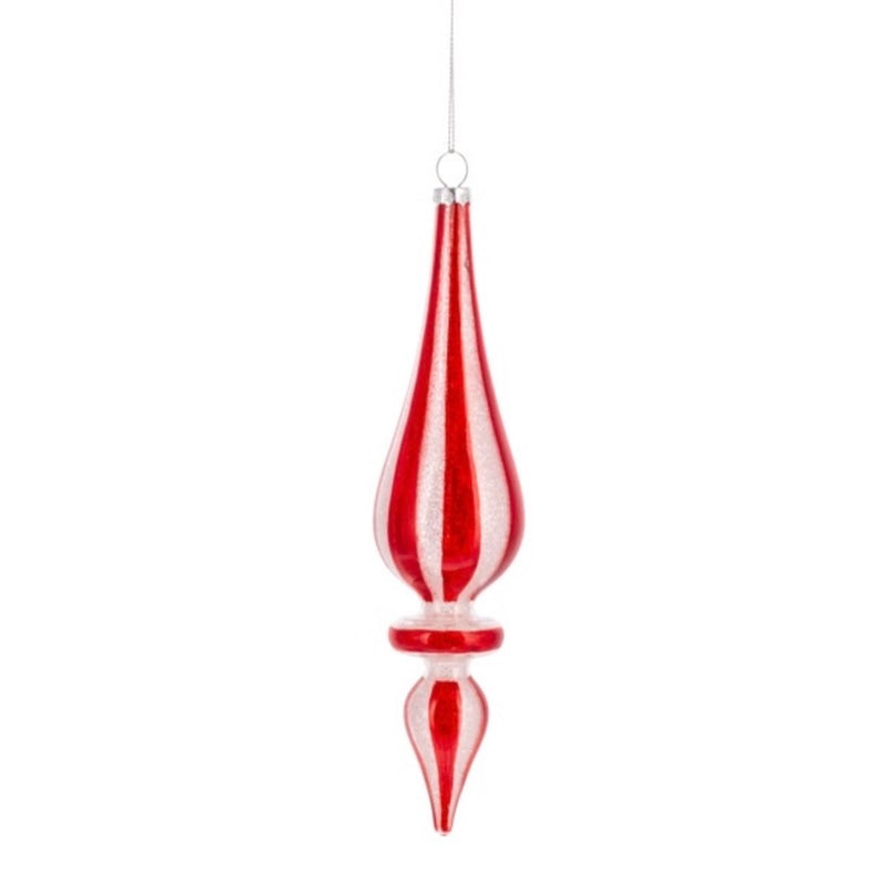Red & White Peppermint Stripe Finial Ornaments