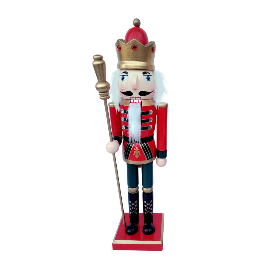 Red and Gold Nutcracker King with Sceptor | Putti Christmas Decorations 