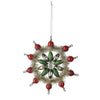 Retro Red and Green Glass and Tinsel Snowflake Ornaments  | Putti Christmas Decorations