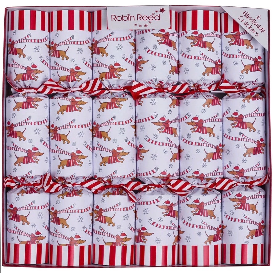Robin Reed "Racing Hot Dogs" Christmas Crackers | Putti Christmas Canada