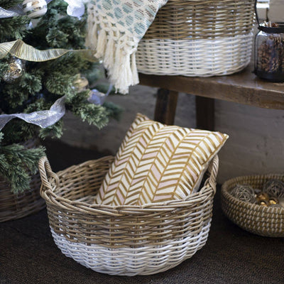 Round Two Tone Wicker Basket | Putti Fine Furnishings