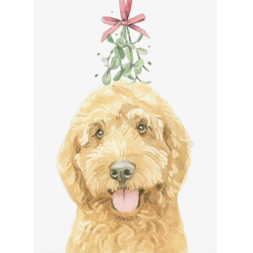 Ruby Cockapoo with Mistletoe Christmas Greeting Card | Putti Christmas 