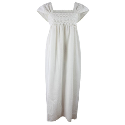Maud Swiss Dot Cotton Nightdress With Lace Panel