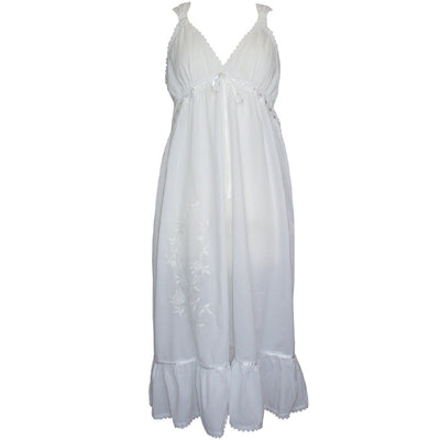 "Joanna" White Strappy Cotton Nightdress