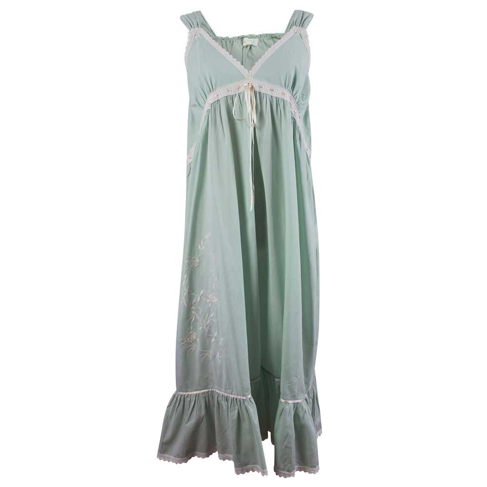 "Joanna" Green Strappy Cotton Nightdress | Putti Fine Fashions 