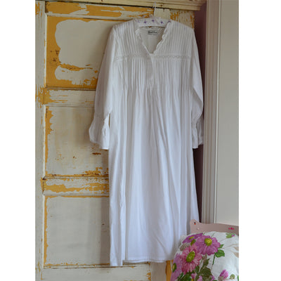White "Anna" Long Sleeve Nightdress | Putti Fine Fashions Canada