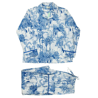Blue Safari Toile Print Ladies Pyjamas | Putti Fine Fashions Canada