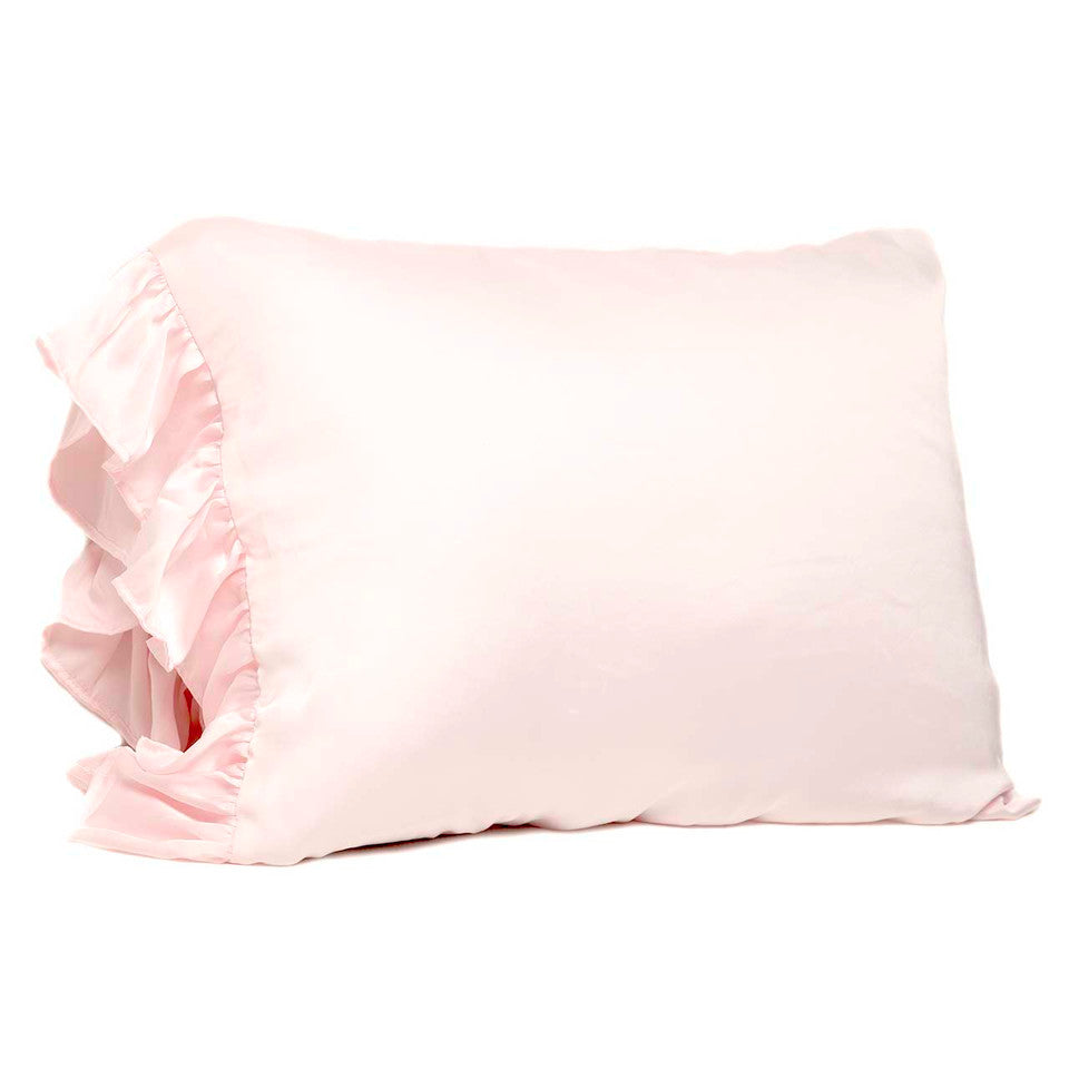 Satin Ruffle Pillow - Blush | Putti Fine Furnishings 