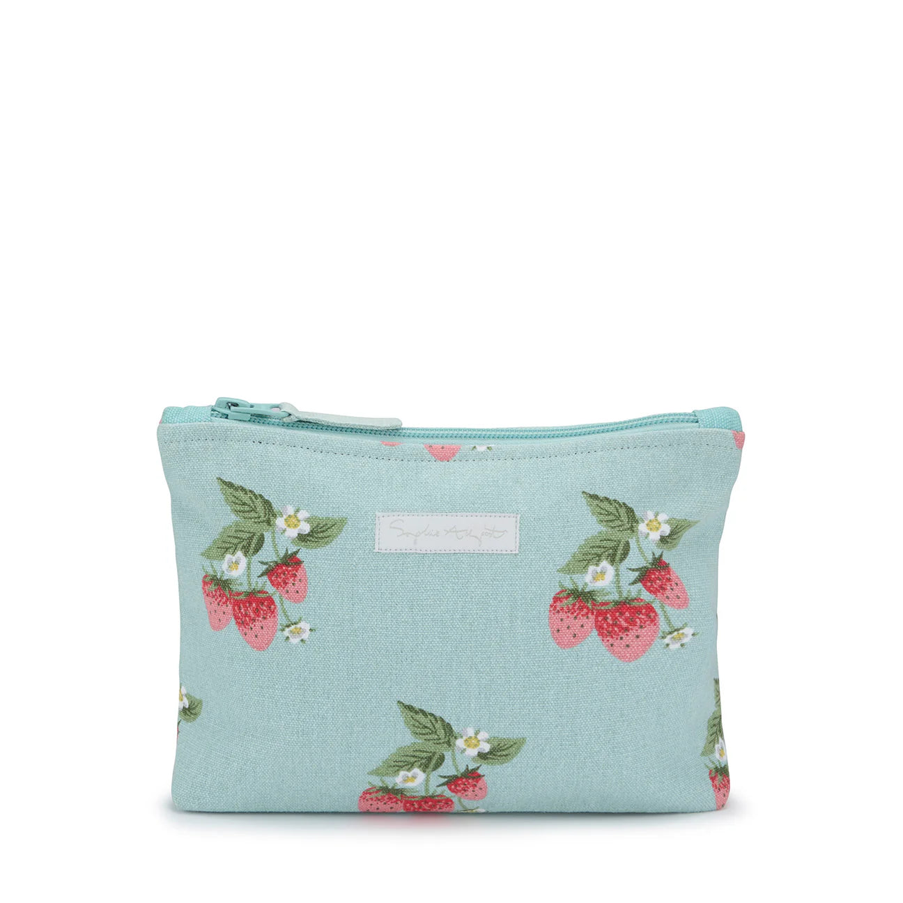 Sophie Allport Blue Strawberries Canvas Makeup Bag - Small