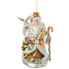 Santa with Owl and Staff Glass Ornament | Putti Christmas Canada