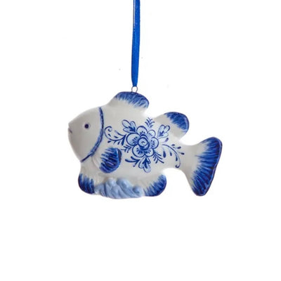 Blue Delft Porcelain Fish Ornament | Putti Christmas Decorations