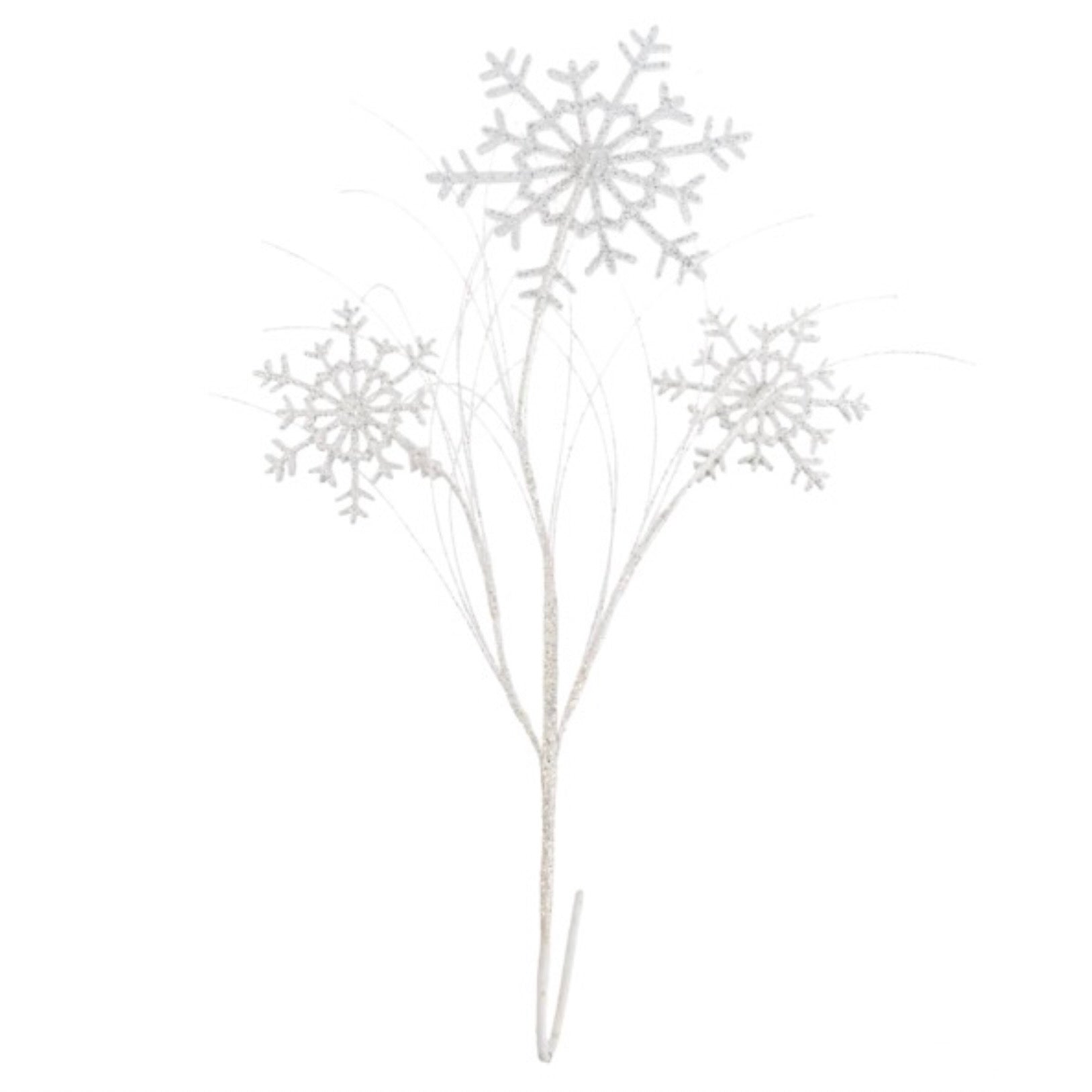 White Glittered Snowflake Pick