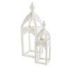 Mud Pie White Wash Tall Open Wood Lantern