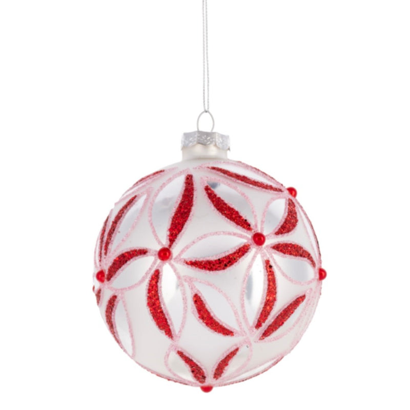 Peppermint Glass Ball Ornament | Putti Christmas Celebrations 