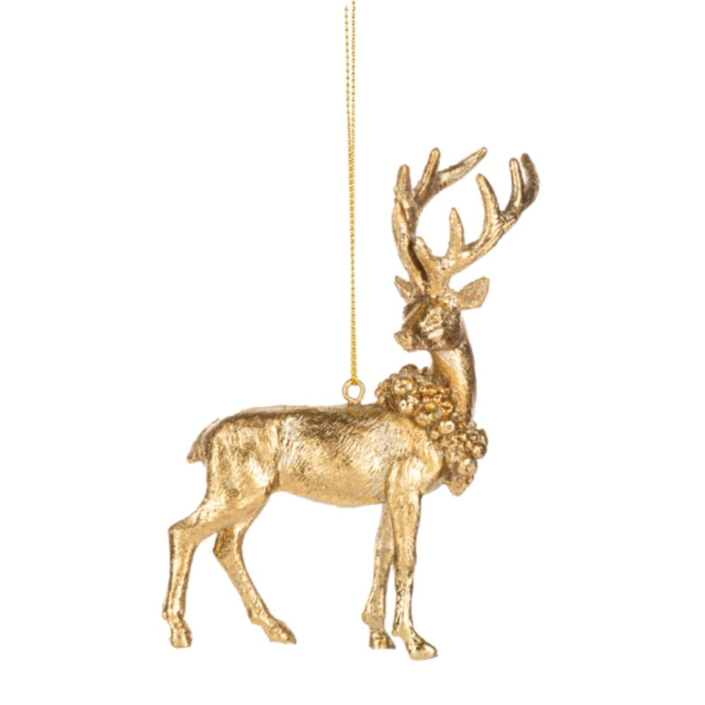 Gold Deer with Wreath Decoration