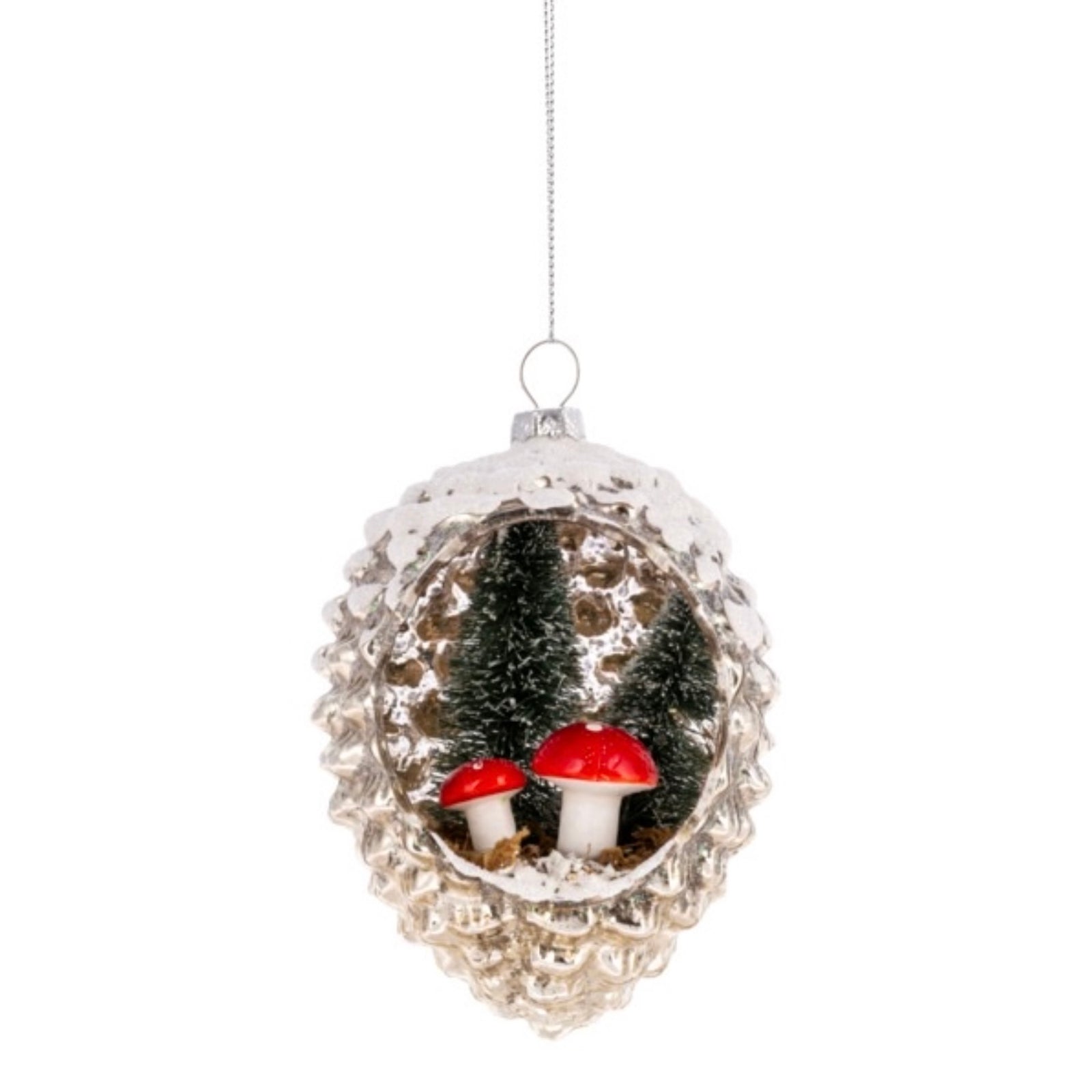 Mushroom Diorama Glass Ornament